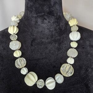 Elegant Resin Carved Bead Necklace